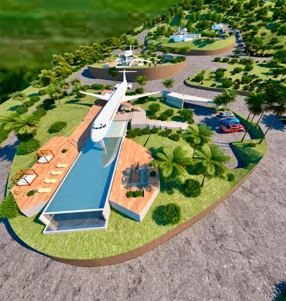 Volaville, un nuevo concepto que busca revolucionar el turismo inmobiliario 3 Maqueta de cómo quedará el proyecto de las villas con los aviones.